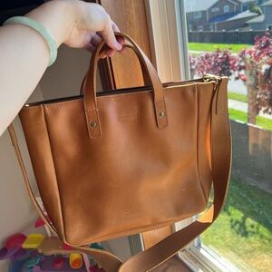 Parker Clay Small Zip Merkato Tan leather tote bag